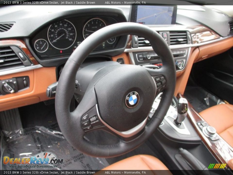2013 BMW 3 Series 328i xDrive Sedan Jet Black / Saddle Brown Photo #14