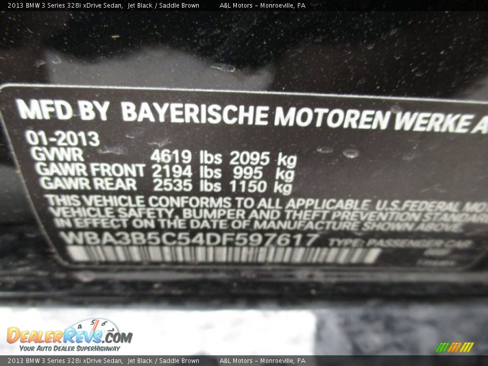 2013 BMW 3 Series 328i xDrive Sedan Jet Black / Saddle Brown Photo #18