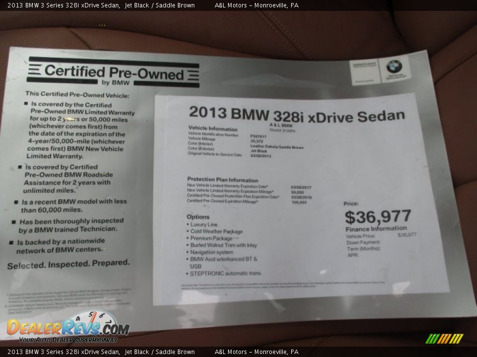 2013 BMW 3 Series 328i xDrive Sedan Jet Black / Saddle Brown Photo #20