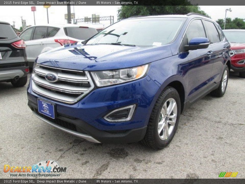 2015 Ford Edge SEL Deep Impact Blue Metallic / Dune Photo #7