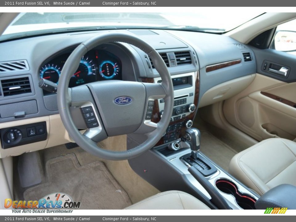2011 Ford Fusion SEL V6 White Suede / Camel Photo #11
