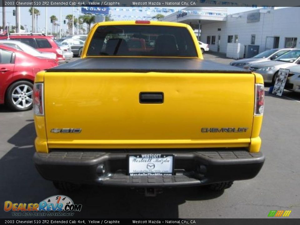 2003 Chevrolet S10 ZR2 Extended Cab 4x4 Yellow / Graphite Photo #5