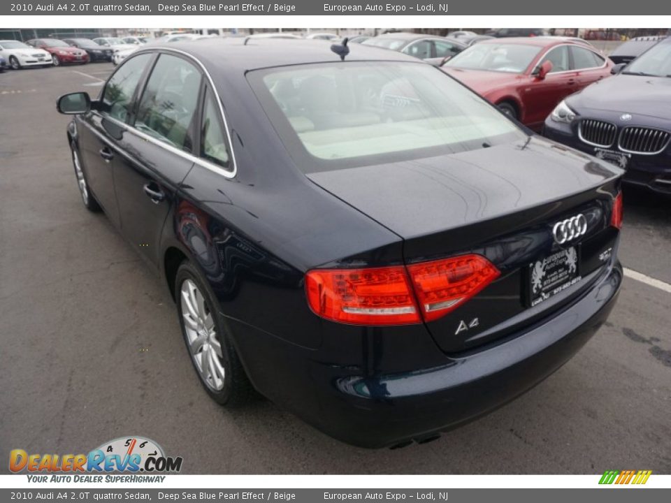 2010 Audi A4 2.0T quattro Sedan Deep Sea Blue Pearl Effect / Beige Photo #4