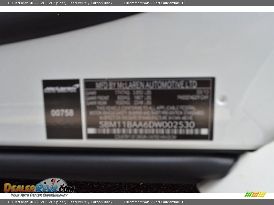 2013 McLaren MP4-12C 12C Spider Pearl White / Carbon Black Photo #26