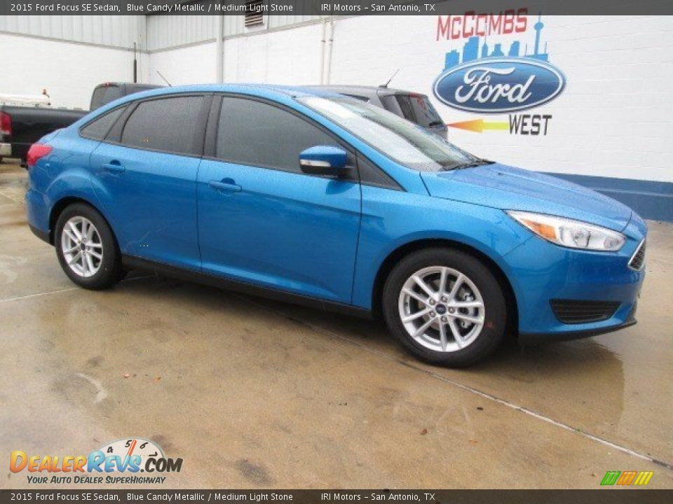 2015 Ford Focus SE Sedan Blue Candy Metallic / Medium Light Stone Photo #1