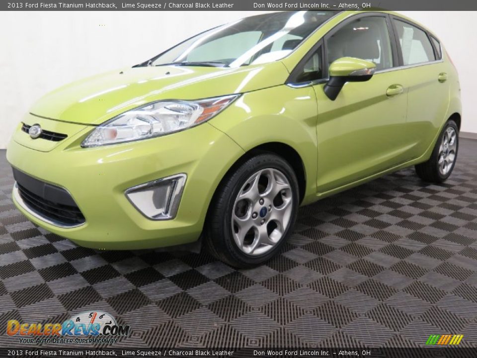 2013 Ford Fiesta Titanium Hatchback Lime Squeeze / Charcoal Black Leather Photo #3