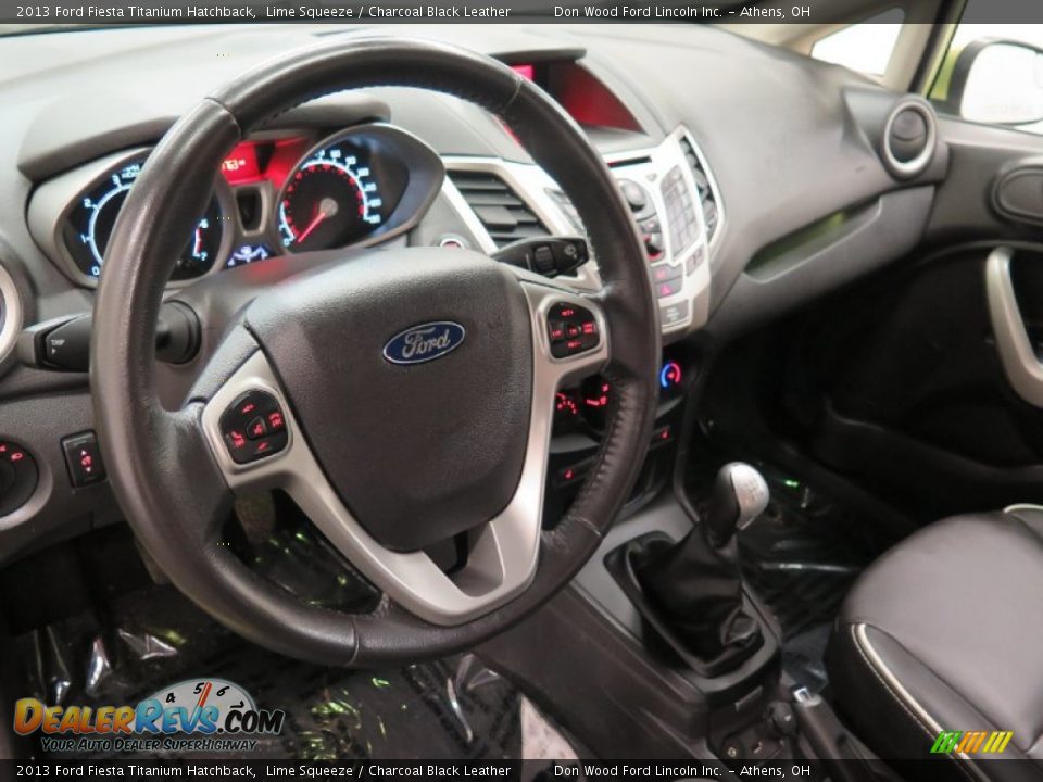 2013 Ford Fiesta Titanium Hatchback Lime Squeeze / Charcoal Black Leather Photo #17