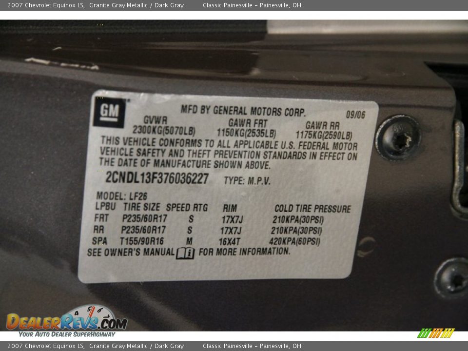 2007 Chevrolet Equinox LS Granite Gray Metallic / Dark Gray Photo #14