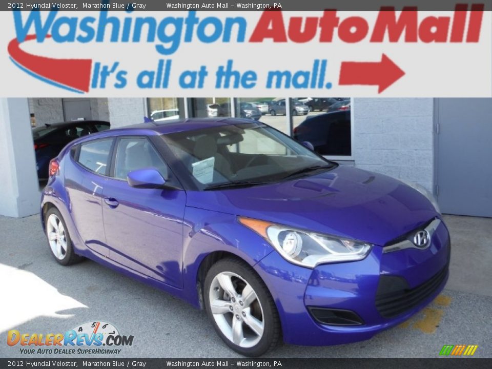 2012 Hyundai Veloster Marathon Blue / Gray Photo #1