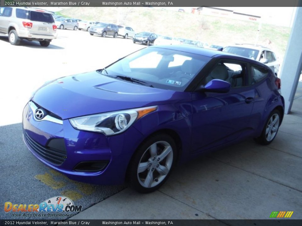 2012 Hyundai Veloster Marathon Blue / Gray Photo #4
