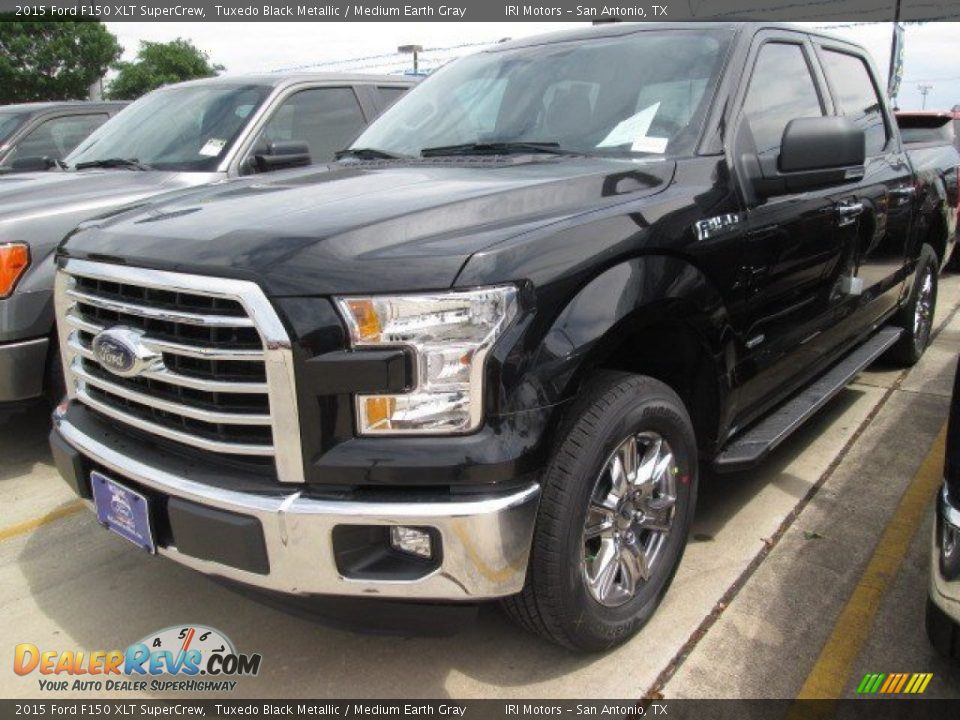 2015 Ford F150 XLT SuperCrew Tuxedo Black Metallic / Medium Earth Gray Photo #5