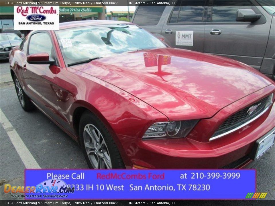 2014 Ford Mustang V6 Premium Coupe Ruby Red / Charcoal Black Photo #1