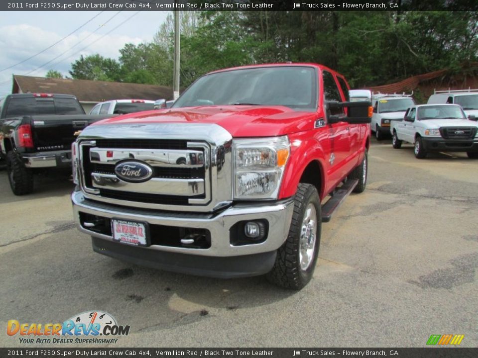 2011 Ford F250 Super Duty Lariat Crew Cab 4x4 Vermillion Red / Black Two Tone Leather Photo #1