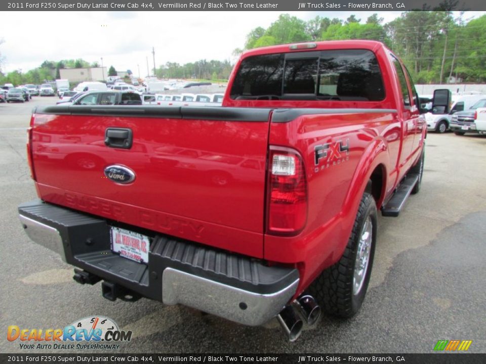 2011 Ford F250 Super Duty Lariat Crew Cab 4x4 Vermillion Red / Black Two Tone Leather Photo #8