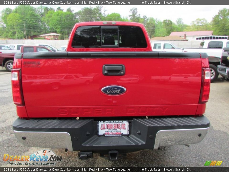 2011 Ford F250 Super Duty Lariat Crew Cab 4x4 Vermillion Red / Black Two Tone Leather Photo #9