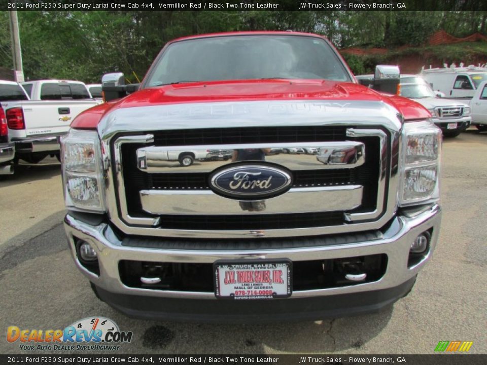 2011 Ford F250 Super Duty Lariat Crew Cab 4x4 Vermillion Red / Black Two Tone Leather Photo #12