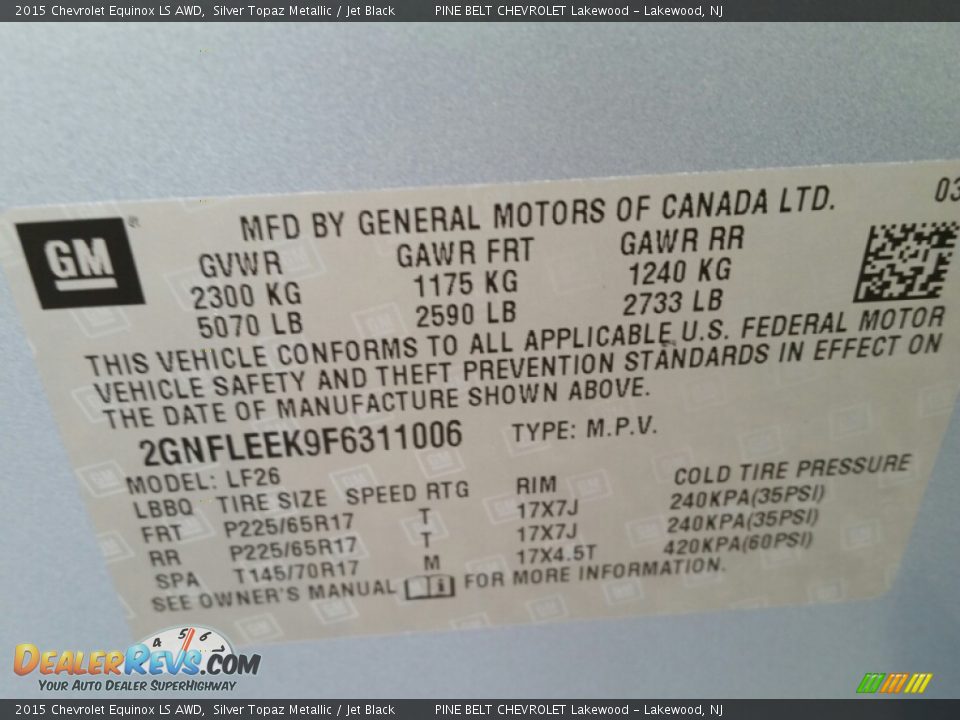 2015 Chevrolet Equinox LS AWD Silver Topaz Metallic / Jet Black Photo #9