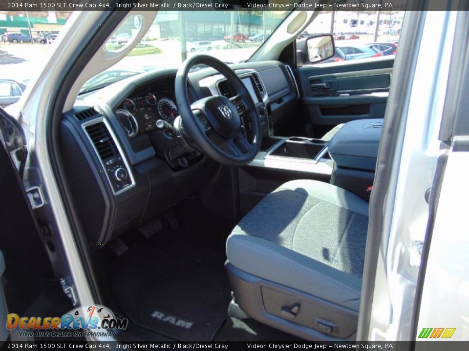2014 Ram 1500 SLT Crew Cab 4x4 Bright Silver Metallic / Black/Diesel Gray Photo #15