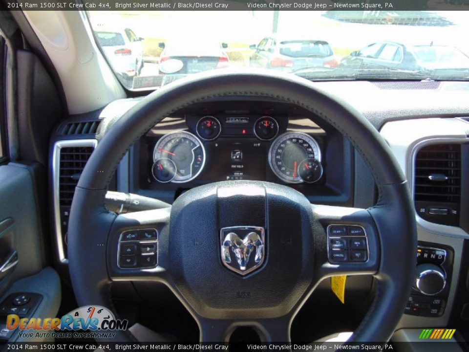 2014 Ram 1500 SLT Crew Cab 4x4 Bright Silver Metallic / Black/Diesel Gray Photo #25