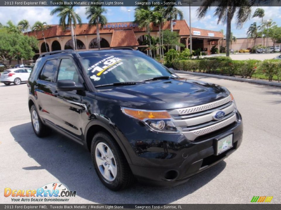2013 Ford Explorer FWD Tuxedo Black Metallic / Medium Light Stone Photo #1