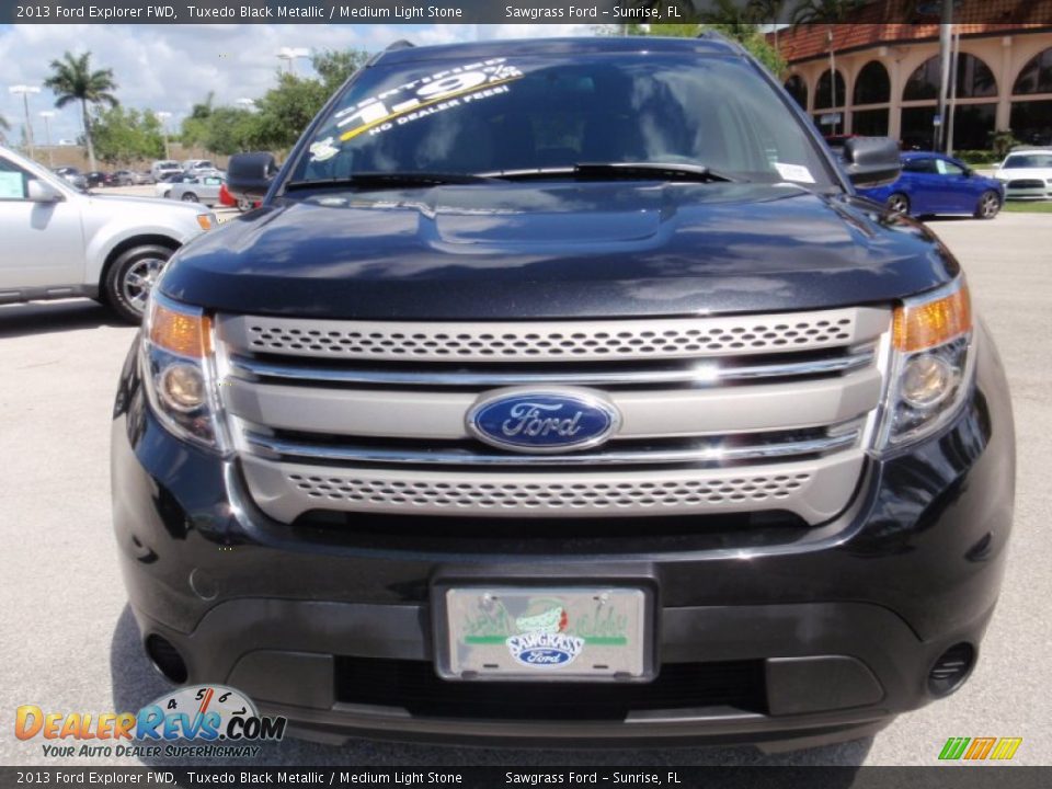 2013 Ford Explorer FWD Tuxedo Black Metallic / Medium Light Stone Photo #16