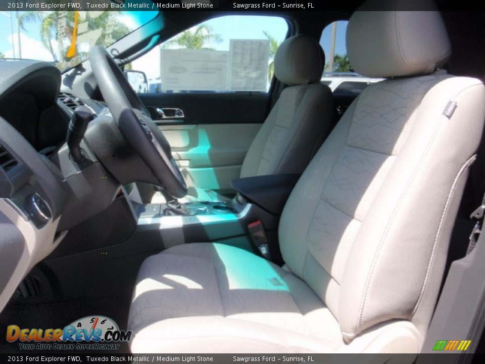 2013 Ford Explorer FWD Tuxedo Black Metallic / Medium Light Stone Photo #19