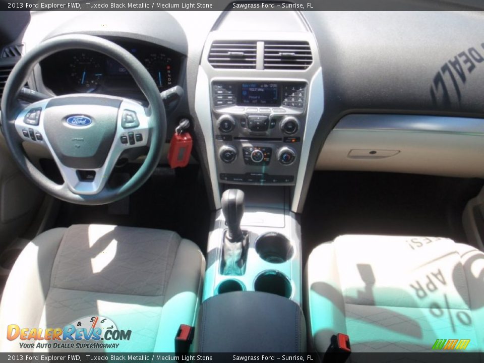 2013 Ford Explorer FWD Tuxedo Black Metallic / Medium Light Stone Photo #27