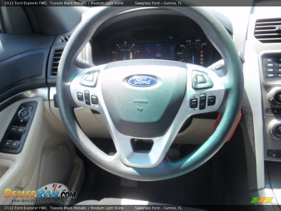 2013 Ford Explorer FWD Tuxedo Black Metallic / Medium Light Stone Photo #28