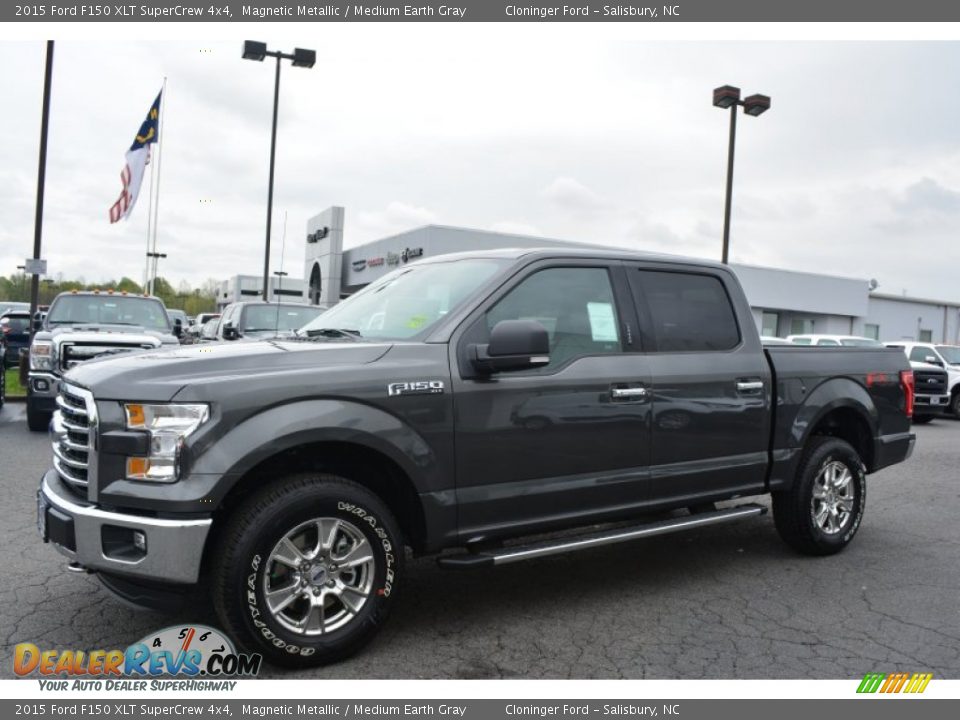 2015 Ford F150 XLT SuperCrew 4x4 Magnetic Metallic / Medium Earth Gray Photo #3