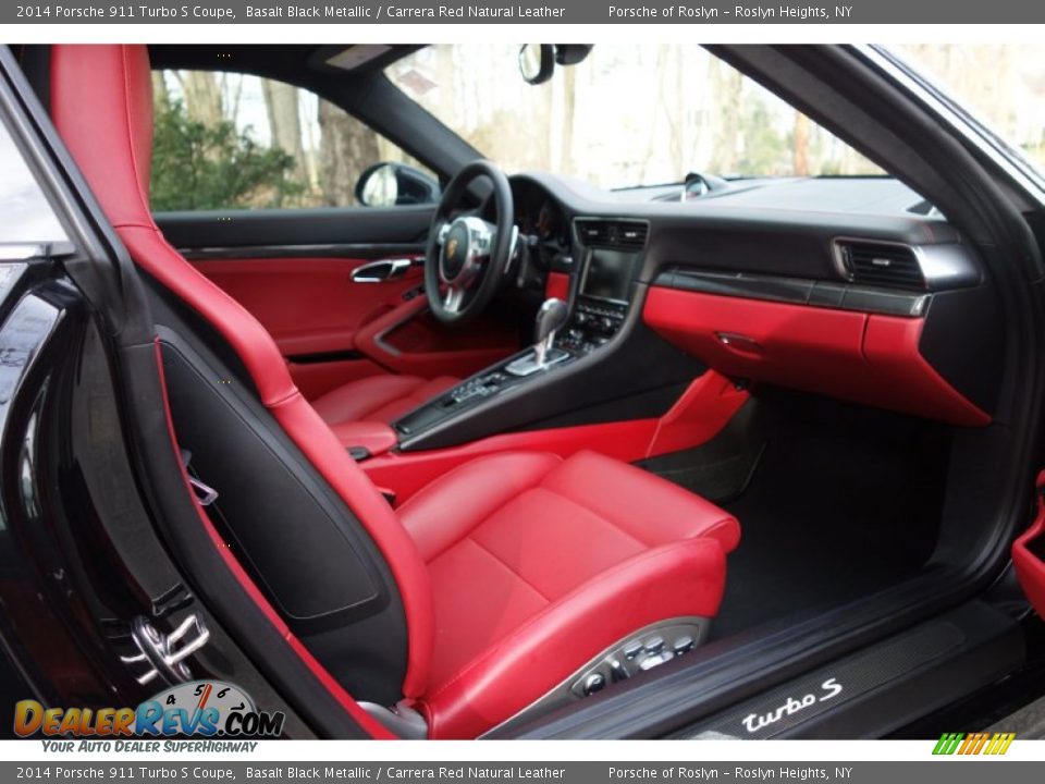 2014 Porsche 911 Turbo S Coupe Basalt Black Metallic / Carrera Red Natural Leather Photo #14