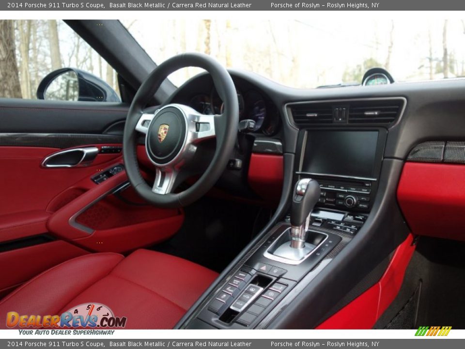 2014 Porsche 911 Turbo S Coupe Basalt Black Metallic / Carrera Red Natural Leather Photo #18