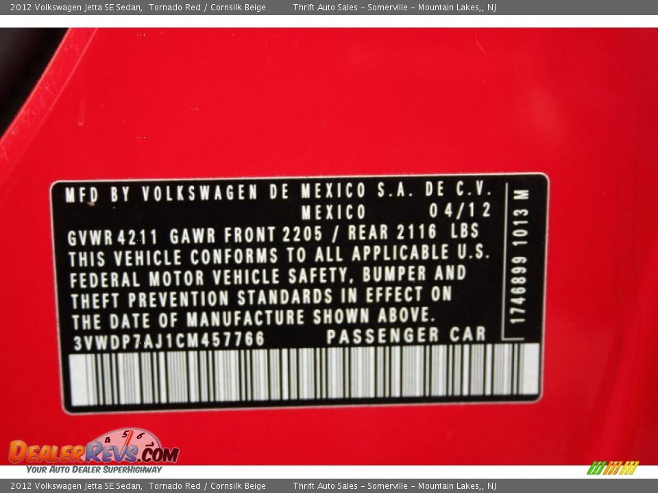 2012 Volkswagen Jetta SE Sedan Tornado Red / Cornsilk Beige Photo #30