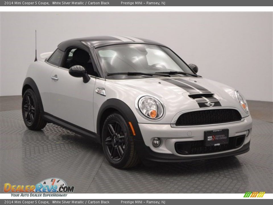 2014 Mini Cooper S Coupe White Silver Metallic / Carbon Black Photo #1