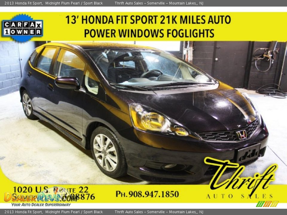 2013 Honda Fit Sport Midnight Plum Pearl / Sport Black Photo #1