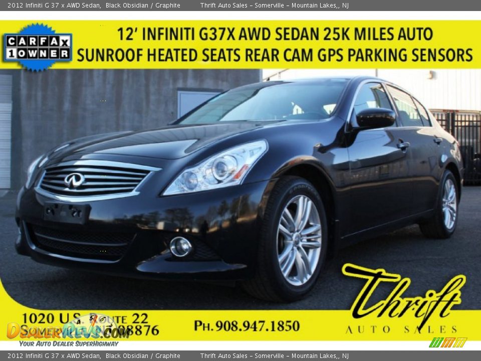 2012 Infiniti G 37 x AWD Sedan Black Obsidian / Graphite Photo #1