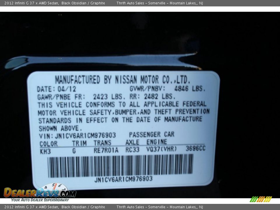 2012 Infiniti G 37 x AWD Sedan Black Obsidian / Graphite Photo #35