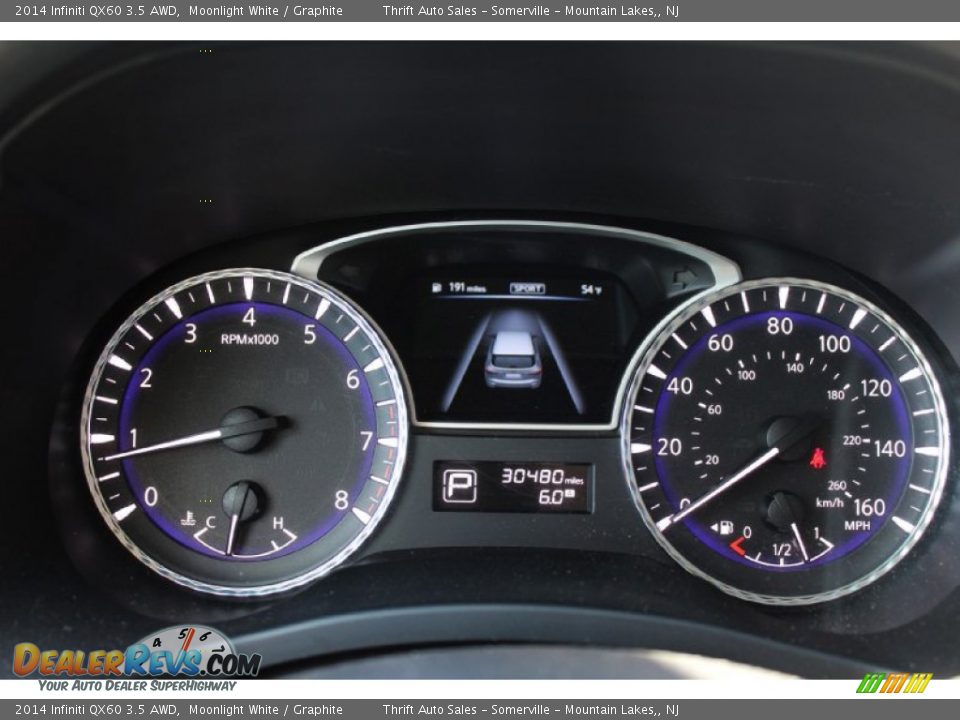2014 Infiniti QX60 3.5 AWD Moonlight White / Graphite Photo #8