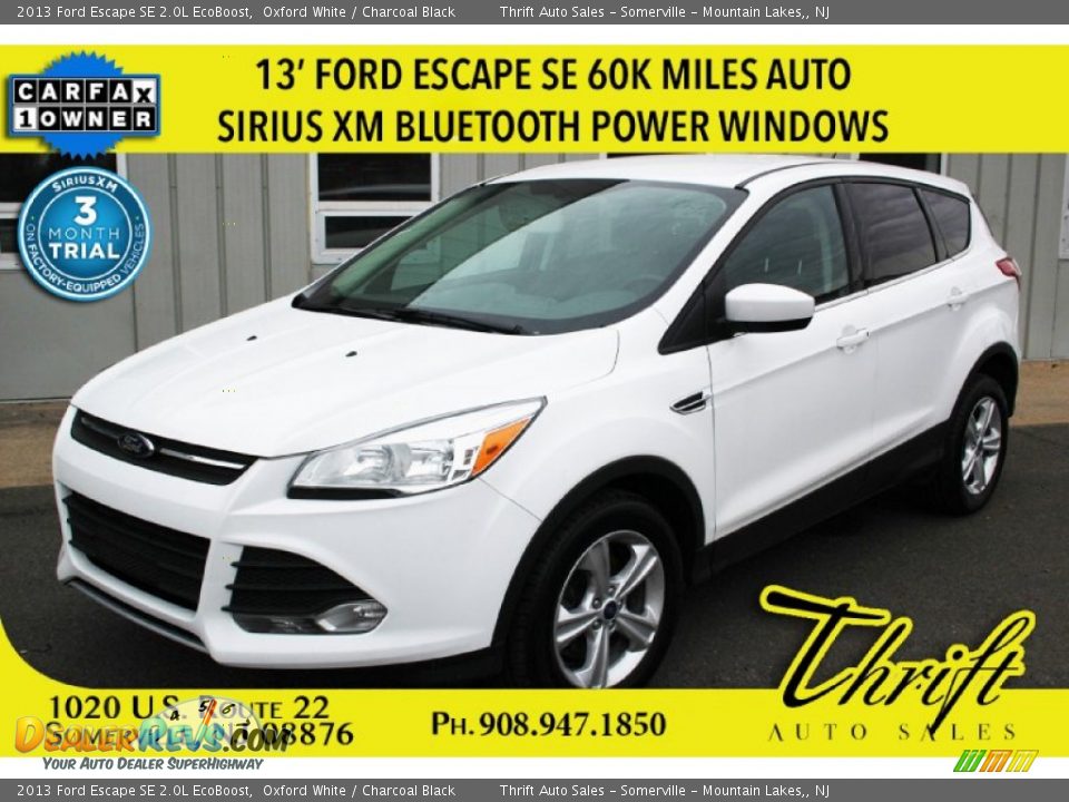 2013 Ford Escape SE 2.0L EcoBoost Oxford White / Charcoal Black Photo #1