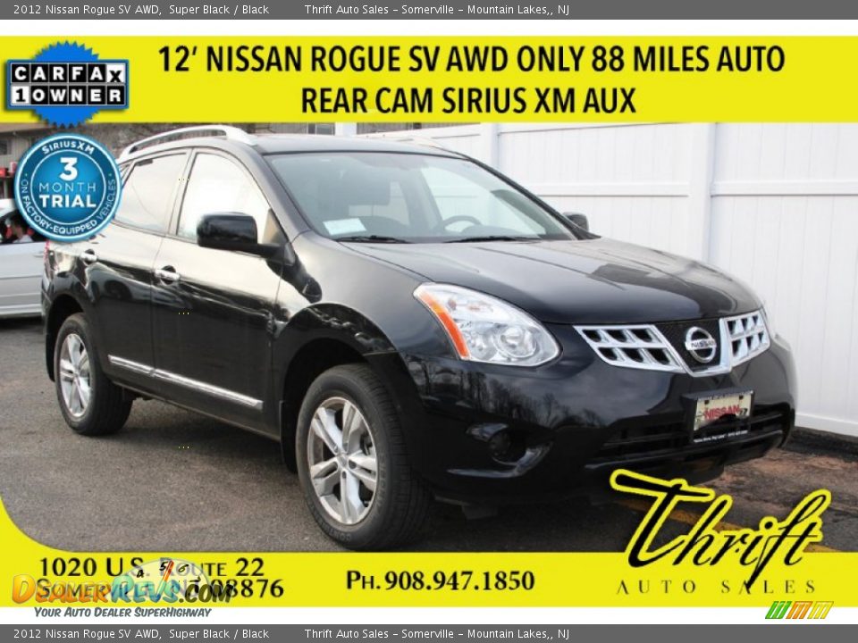 2012 Nissan Rogue SV AWD Super Black / Black Photo #1