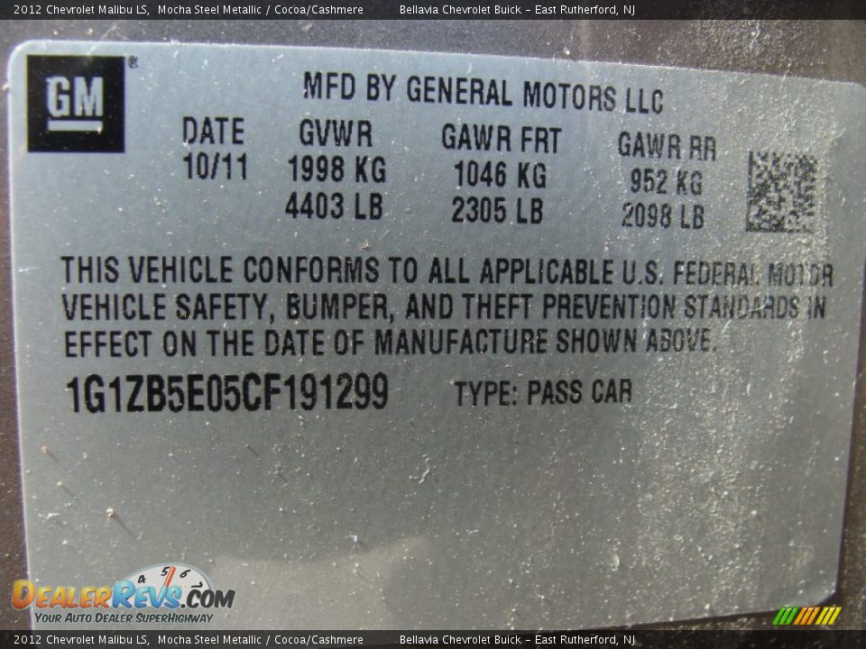 2012 Chevrolet Malibu LS Mocha Steel Metallic / Cocoa/Cashmere Photo #15