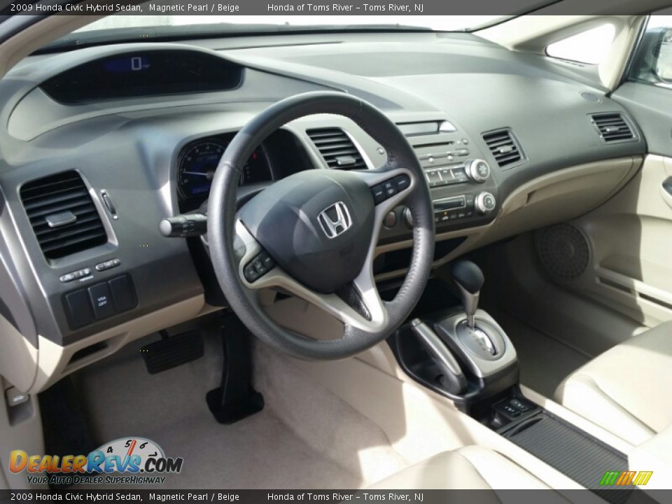 2009 Honda Civic Hybrid Sedan Magnetic Pearl / Beige Photo #13