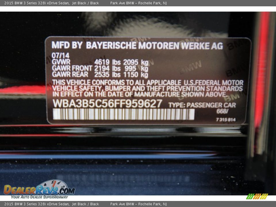 2015 BMW 3 Series 328i xDrive Sedan Jet Black / Black Photo #35