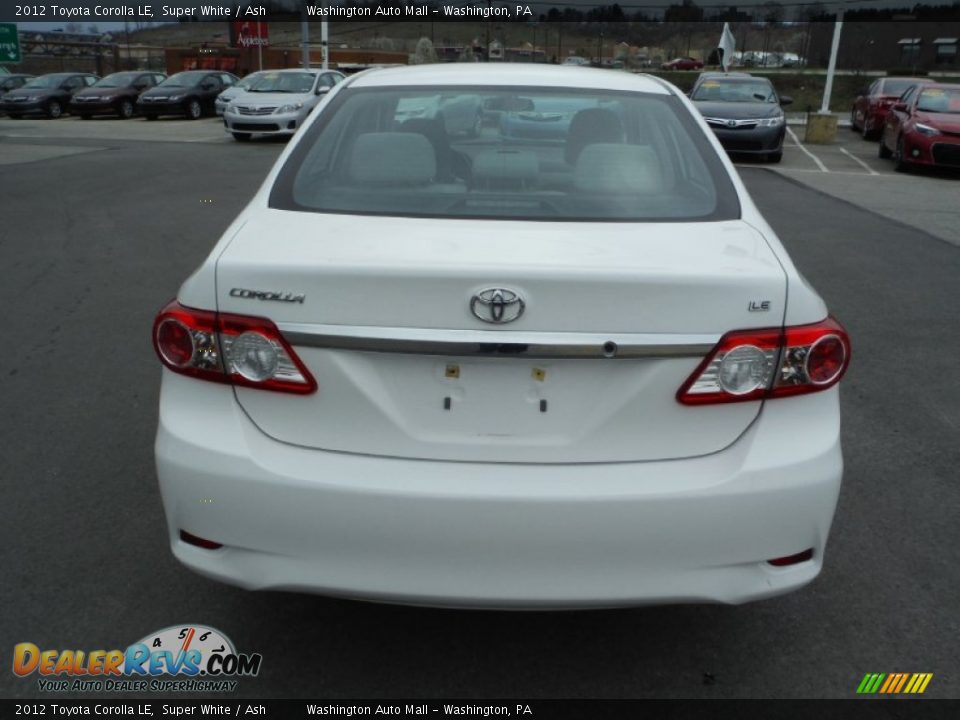 2012 Toyota Corolla LE Super White / Ash Photo #6