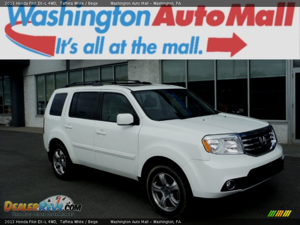 2013 Honda Pilot EX-L 4WD Taffeta White / Beige Photo #1