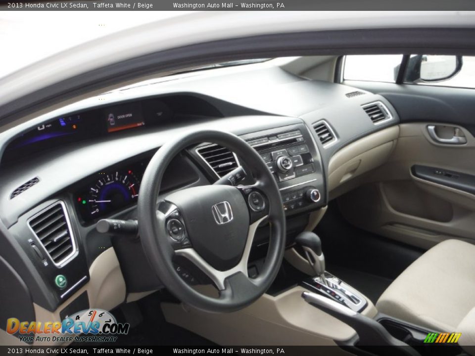 2013 Honda Civic LX Sedan Taffeta White / Beige Photo #9