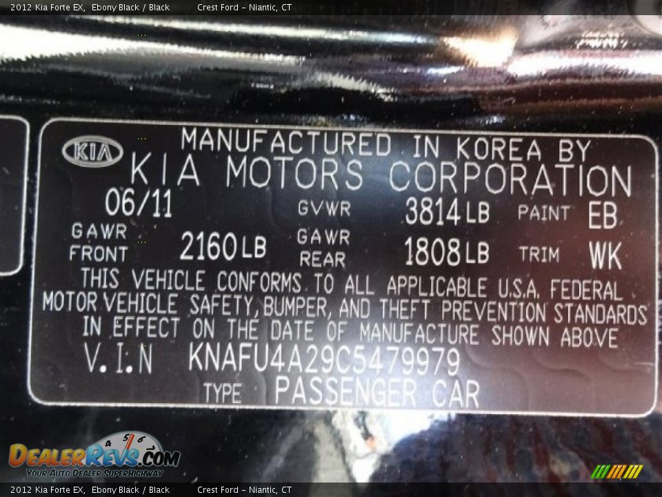 2012 Kia Forte EX Ebony Black / Black Photo #14