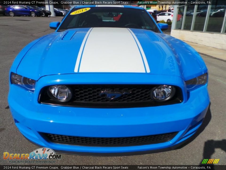 2014 Ford Mustang GT Premium Coupe Grabber Blue / Charcoal Black Recaro Sport Seats Photo #2