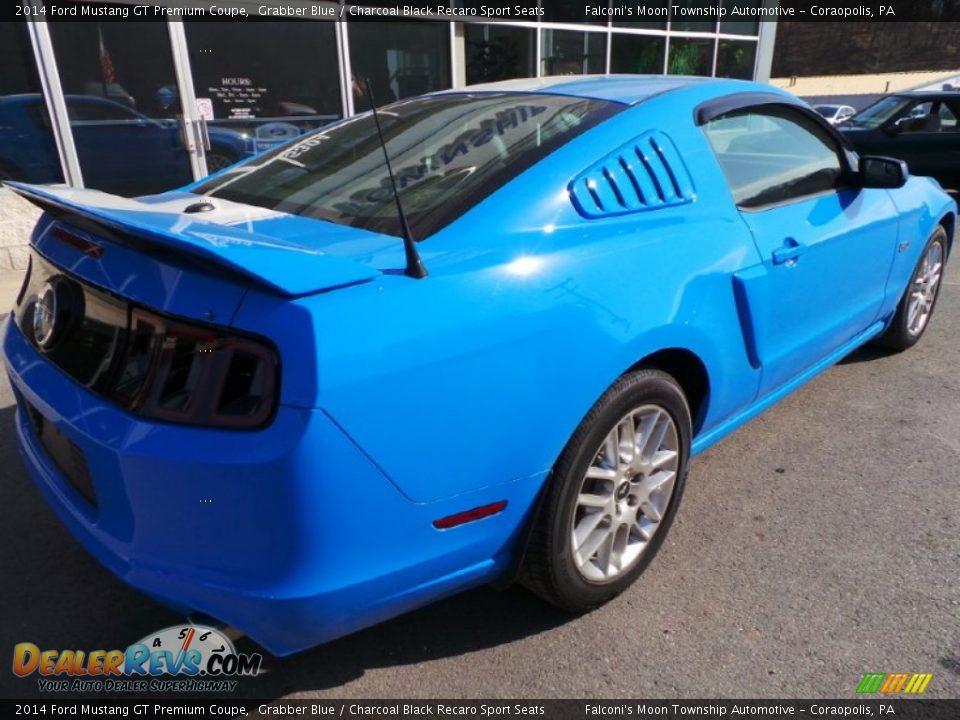 2014 Ford Mustang GT Premium Coupe Grabber Blue / Charcoal Black Recaro Sport Seats Photo #4