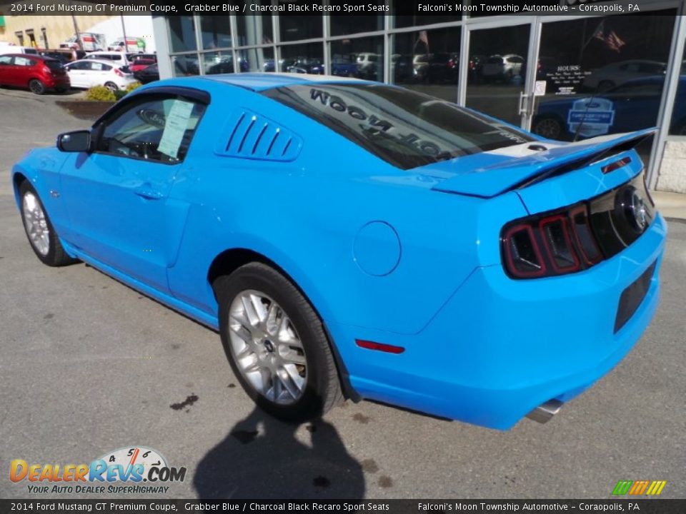 2014 Ford Mustang GT Premium Coupe Grabber Blue / Charcoal Black Recaro Sport Seats Photo #8
