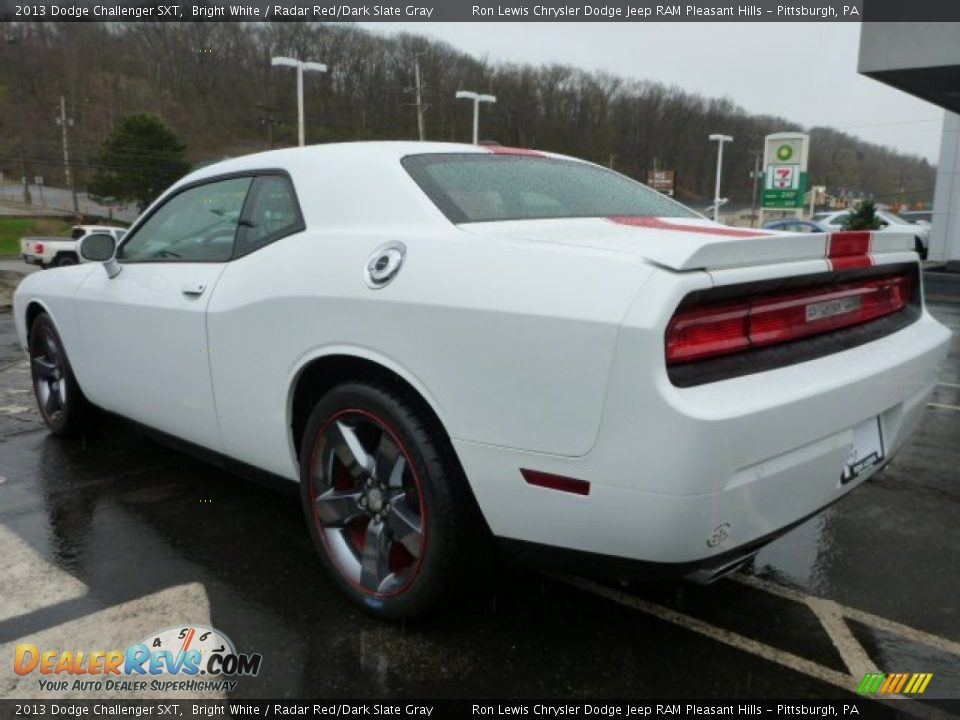 2013 Dodge Challenger SXT Bright White / Radar Red/Dark Slate Gray Photo #3